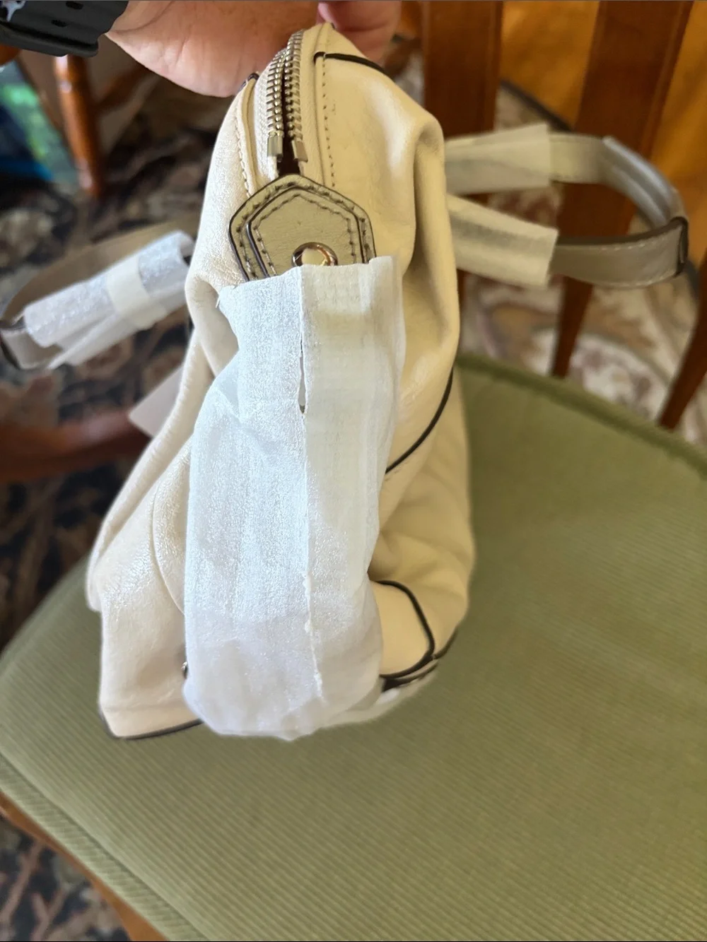 Coach Cream Satchel with Silver Trim